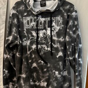 Led Zeppelin Black and Gray Tie-Dye Hoodie